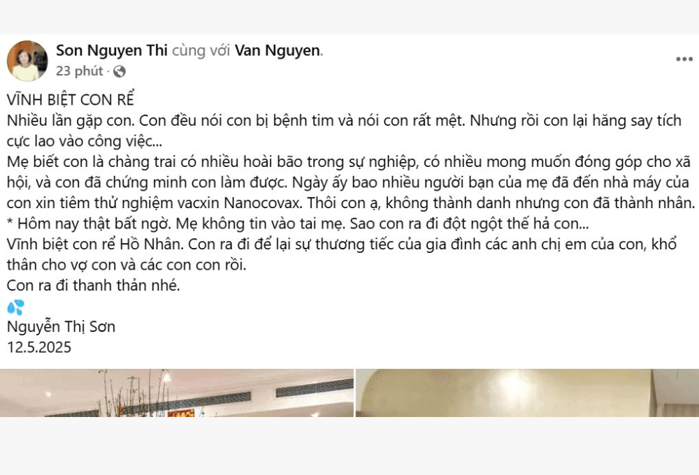 Ông Hồ Nhân đột ngột qua đời ở tuổi 59