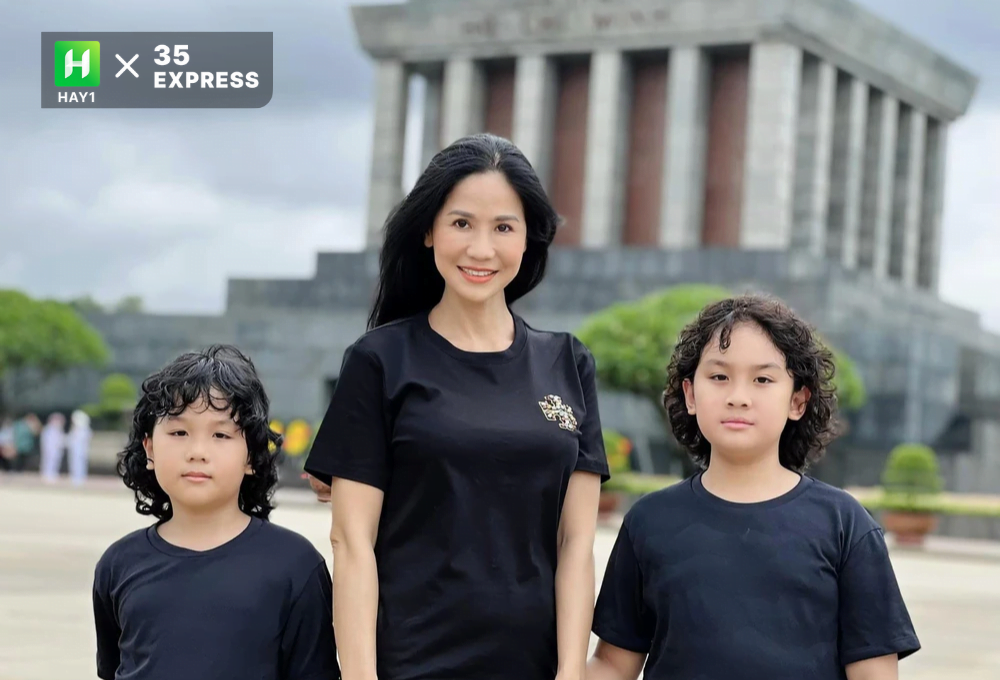 Nữ diễn viên Đào Vân Anh và 2 con trai