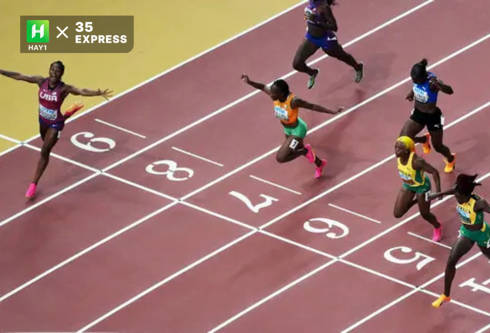 Shacarri Richardson đã đánh bại bộ đôi chân chạy Jamaica dù thi đấu ở làn 9
