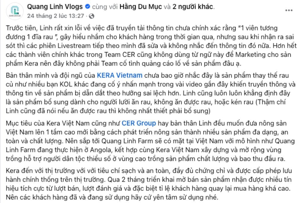 quang linh xin lỗi vụ kẹo rau