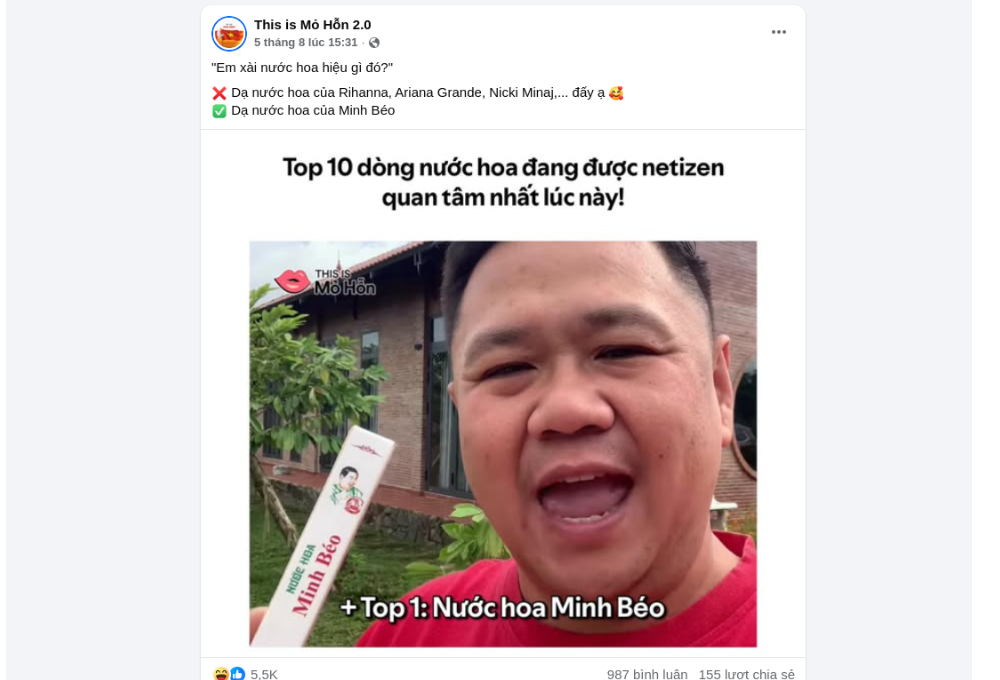 Phản ứng gay gắt của cư dân mạng với nước hoa Minh Béo