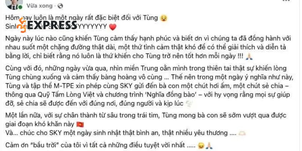 Lời chia sẻ của Sơn Tùng M-TP_ _Gửi đến bà con chút hơi ấm, chút sẻ chia