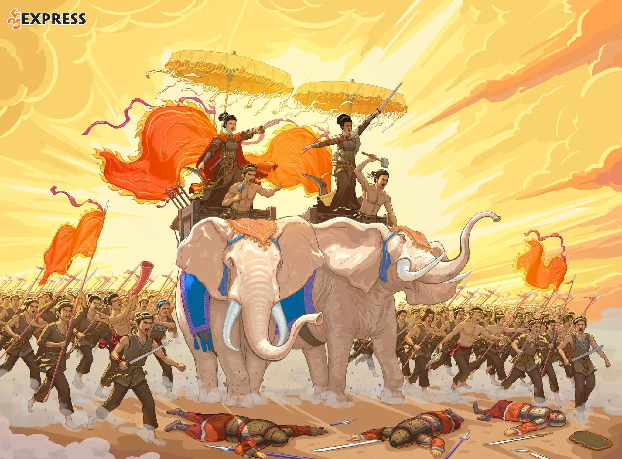 Hai Bà Trưng, tên thật là Trưng Trắc và Trưng Nhị, đã lãnh đạo cuộc khởi nghĩa lớn đầu tiên của người Việt chống lại ách đô hộ của nhà Đông Hán vào năm 40 sau Công nguyên