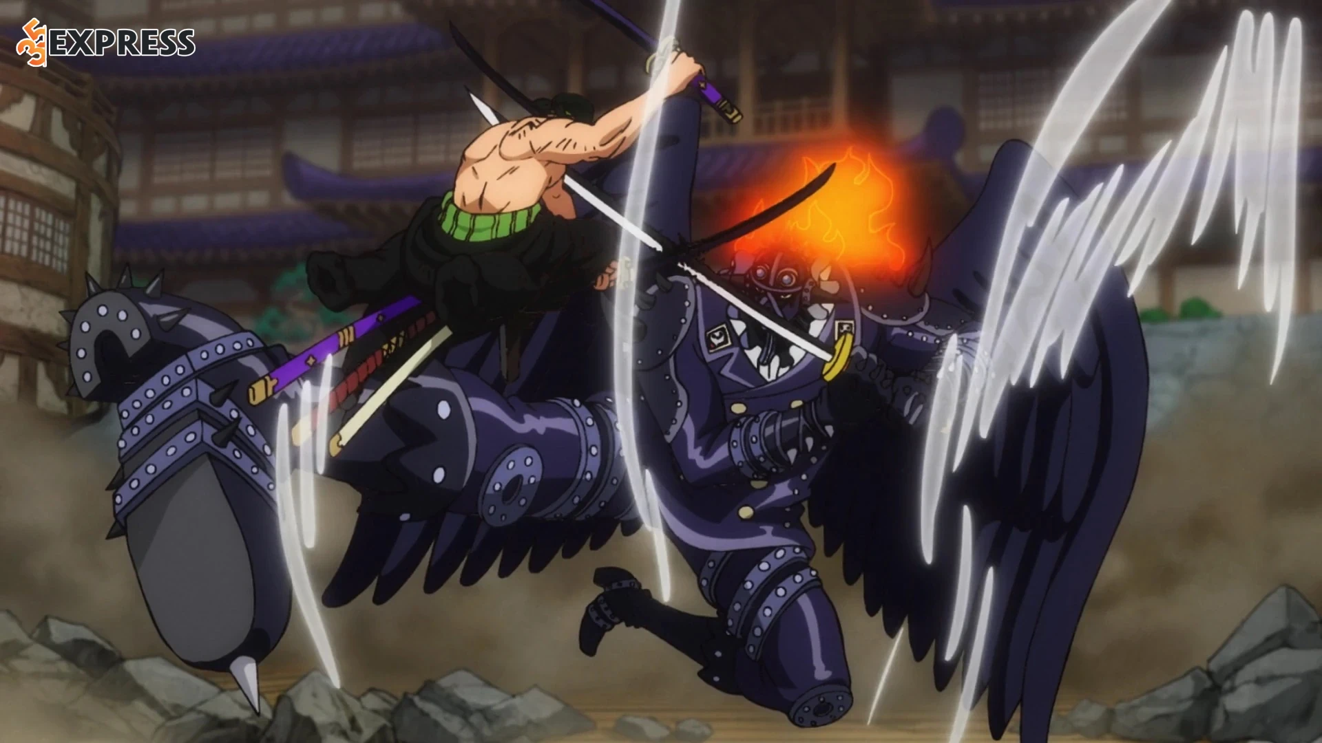 Zoro hoàn toàn bị áp đảo bởi sức phòng thủ không thể xuyên thủng của King