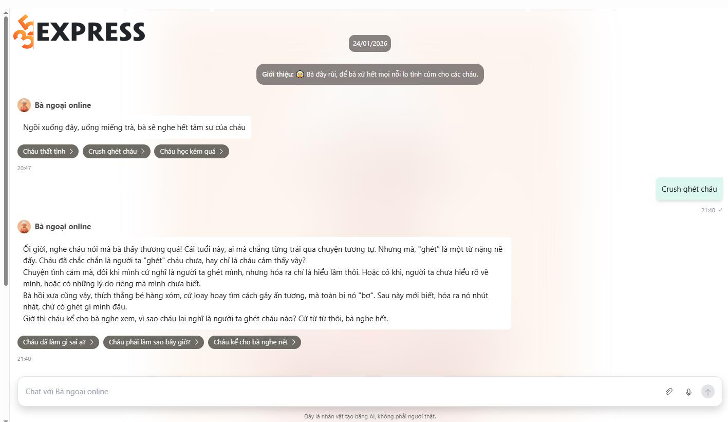 Chatbot AI Bà ngoại online