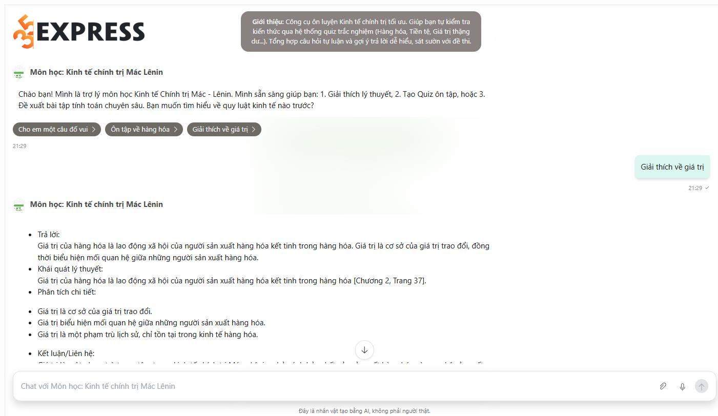 Chatbot AI trợ lý môn học Kinh tế chính trị Mác Lênin