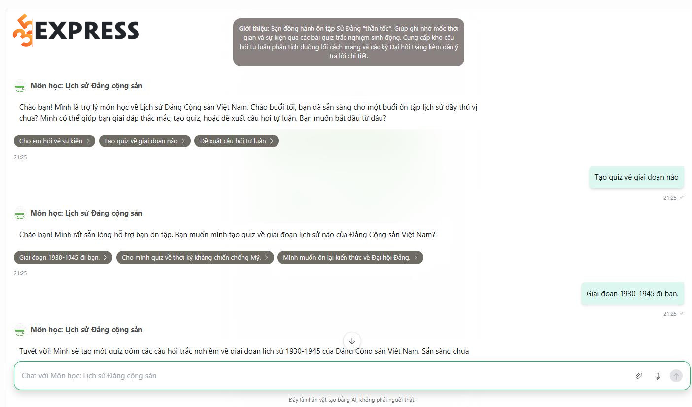 Chatbot AI trợ lý môn học Lịch sử Đảng cộng sản