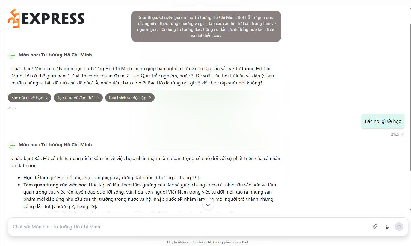 Chatbot AI trợ lý môn học Tư tưởng Hồ Chí Minh