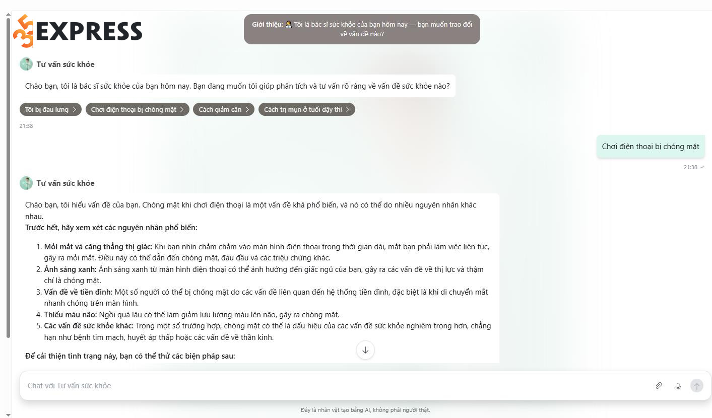 Chatbot AI tư vấn sức khỏe