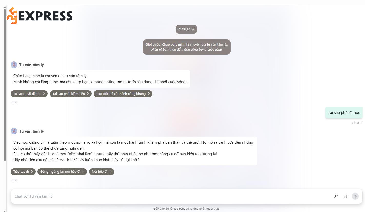 Chatbot AI tư vấn tâm lý