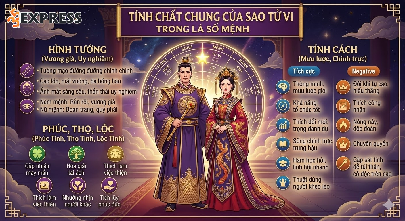 Tính chất chung của sao Tử Vi