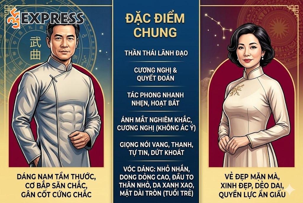 Tướng mạo đặc trưng của người có Vũ Khúc chiếu mệnh