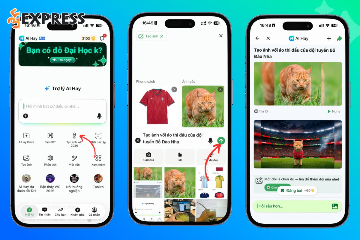 Tạo ảnh World Cup 2026 trên app Mobile