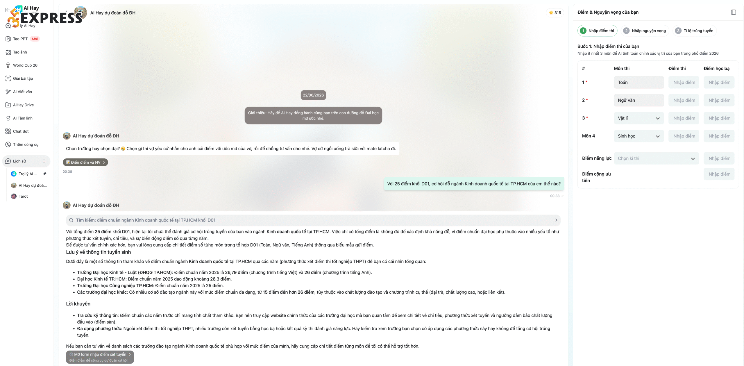 Chatbot 2k8 Đỗ ĐH của AI Hay: Người bạn đồng hành gỡ rối mùa tuyển sinh
