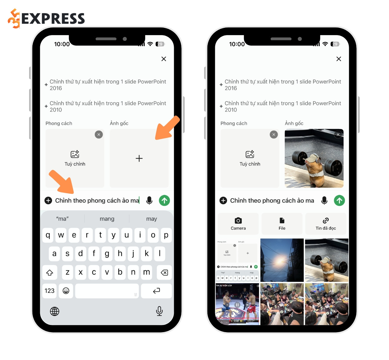 Tự nhập prompt và upload ảnh gốc