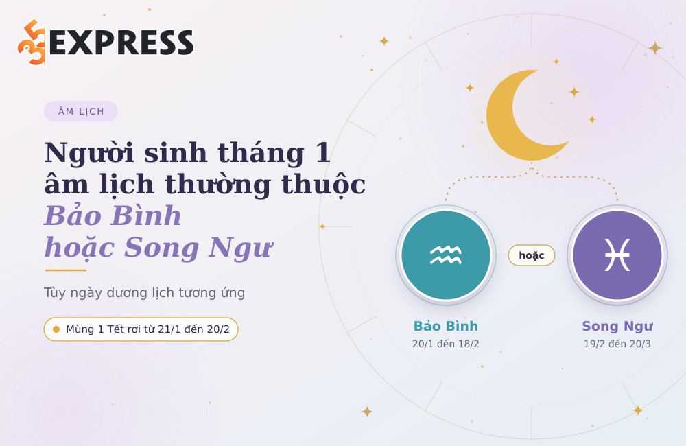 Người sinh tháng 1 âm lịch thường thuộc cung Bảo Bình hoặc Song Ngư