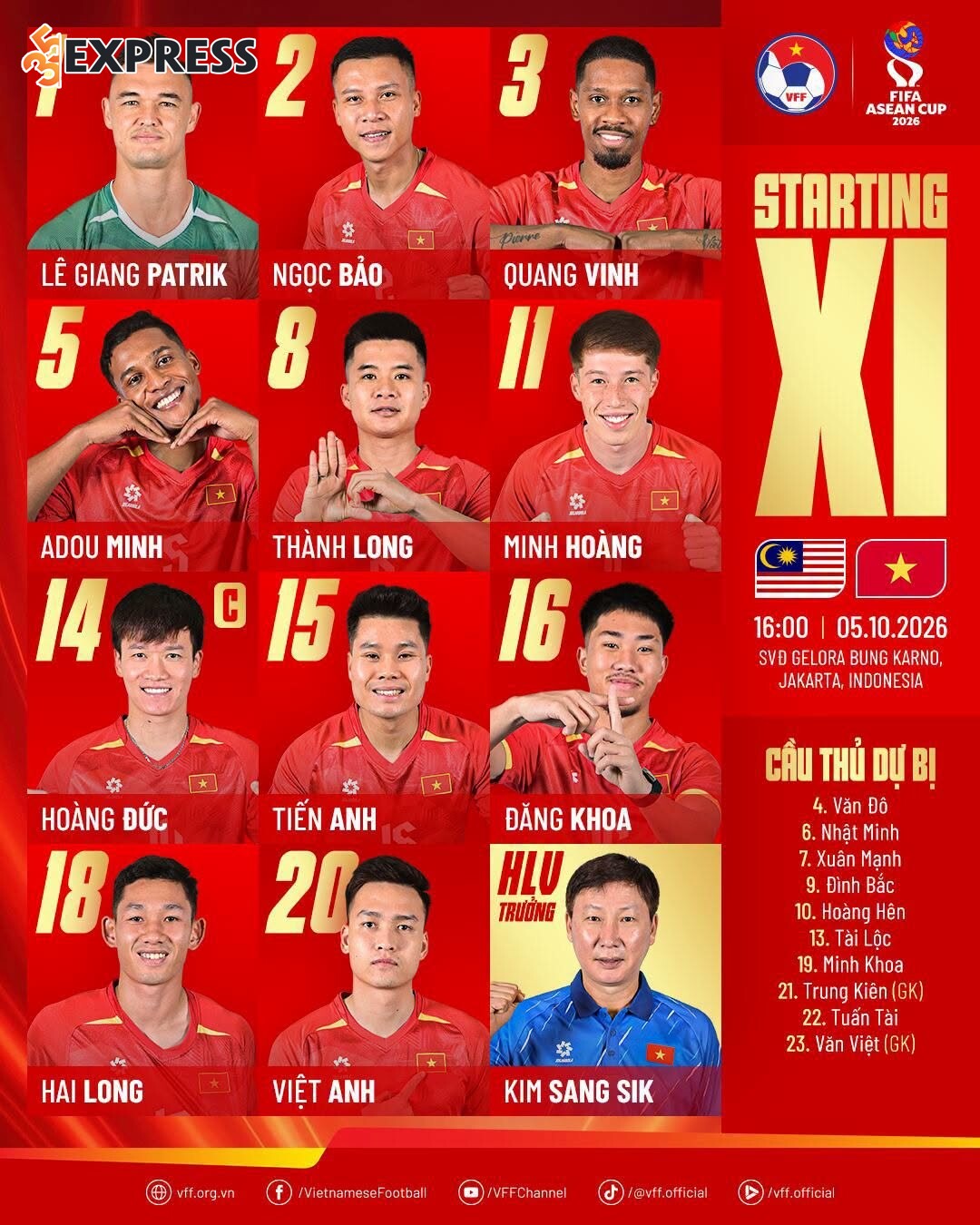 Ngọc Bảo được triệu tập và đá chính cho chiến dịch FIFA ASEAN CUP 2026